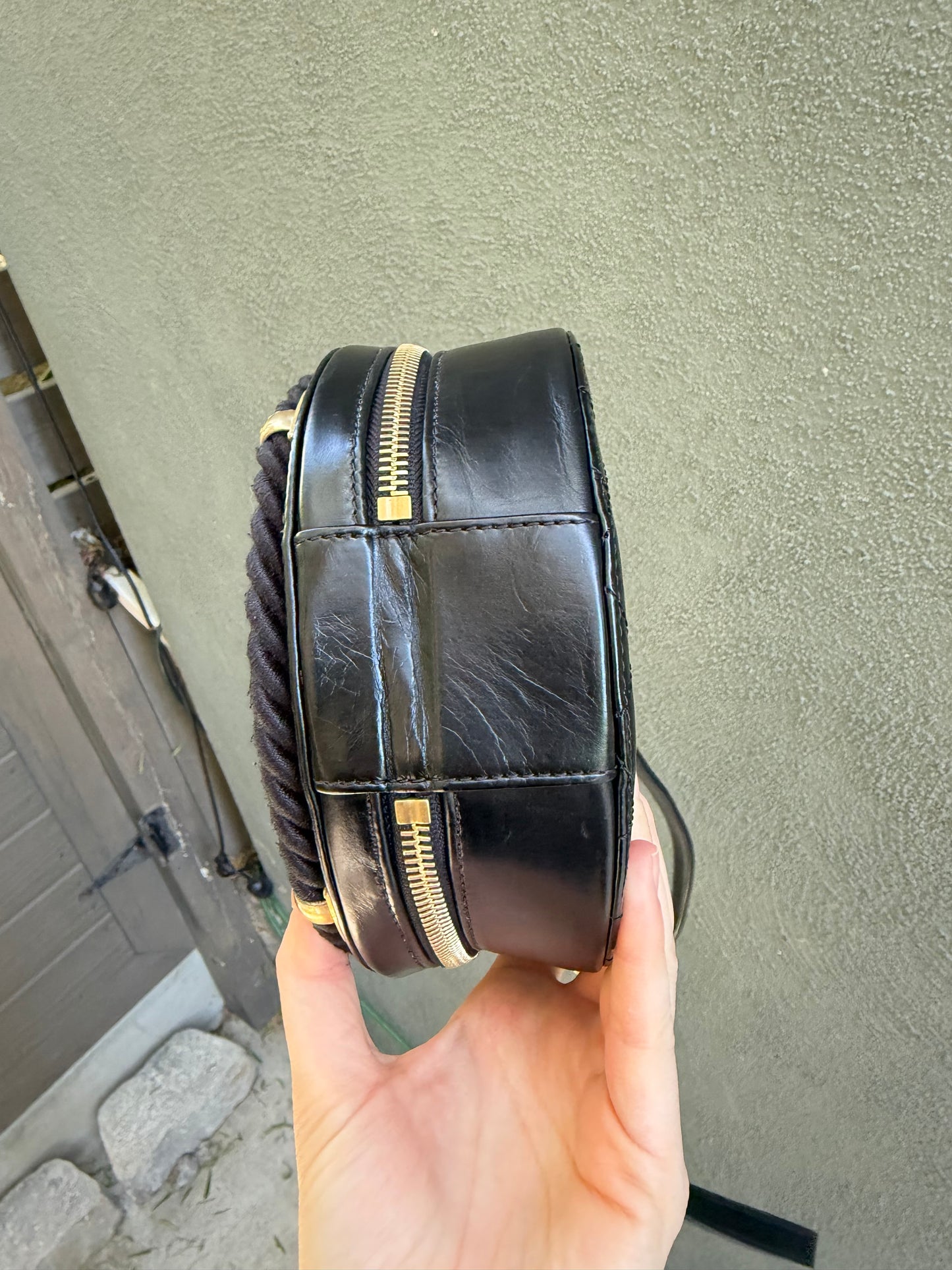 Chanel cruise filigree round glazed calfskin two way