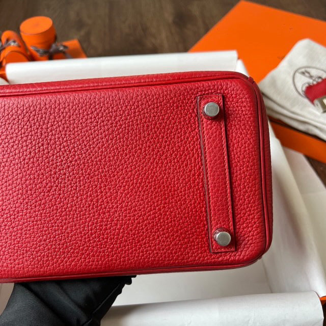 Hermes birkin 25 geranium Togo PHW stamp Q