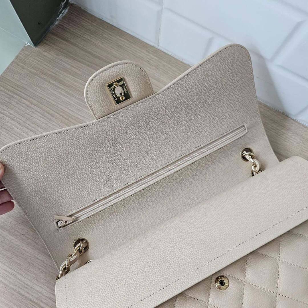 PARTIAL PAYMENT- Chanel Beige Claire caviar jumbo GHW