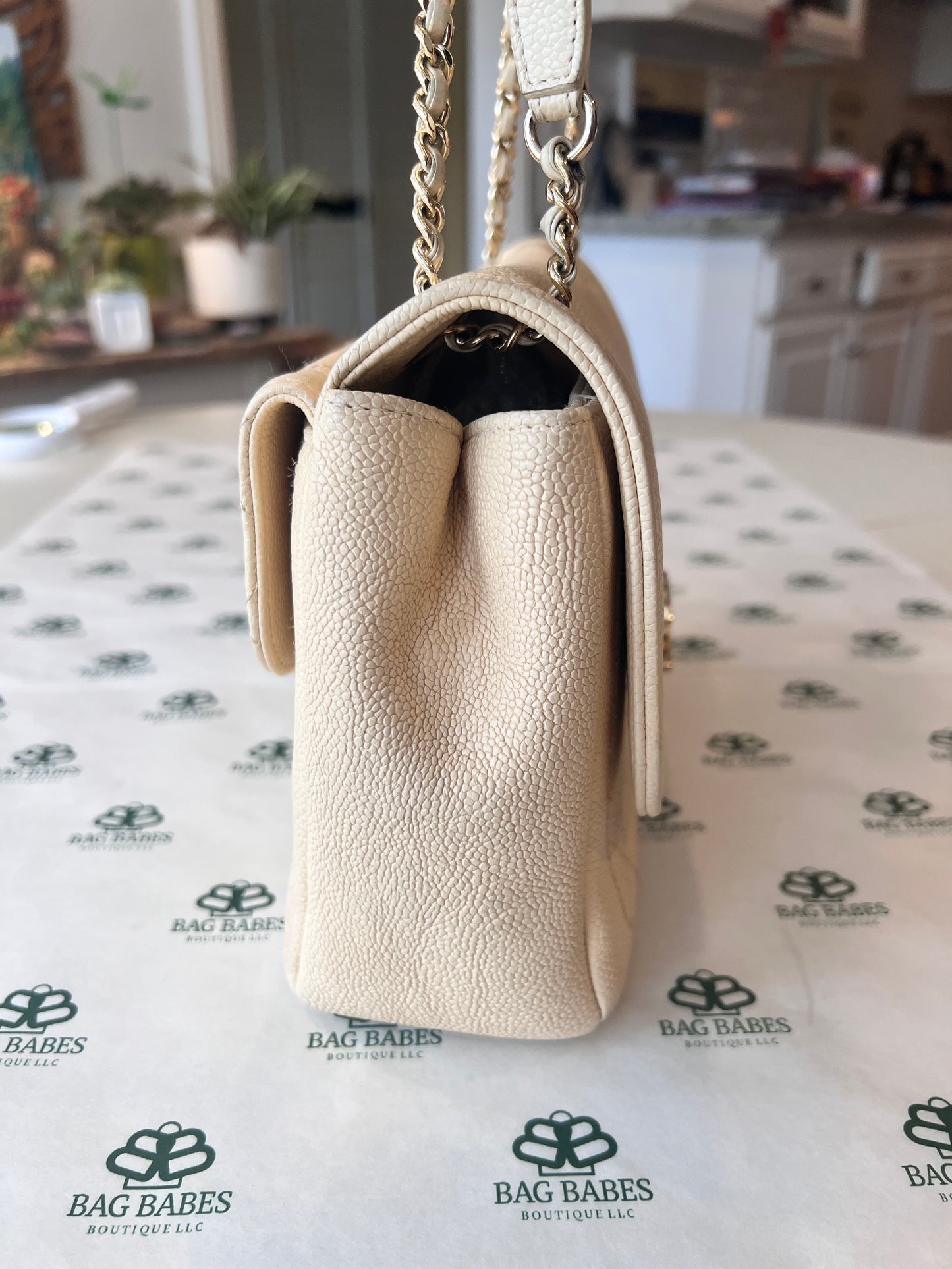 Chanel cream caviar double sided 2 way bag