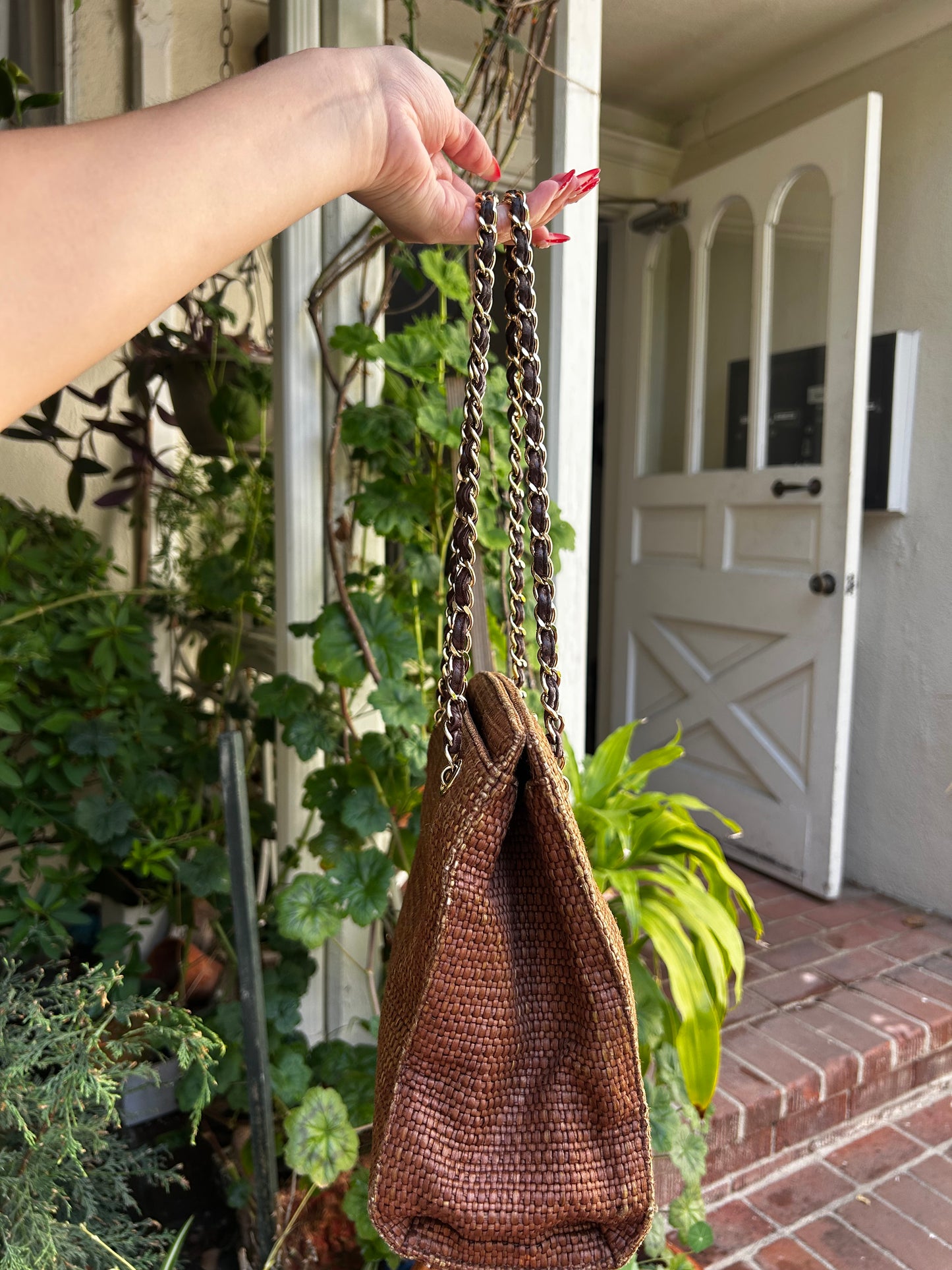 Chanel CC turnlock raffia tote