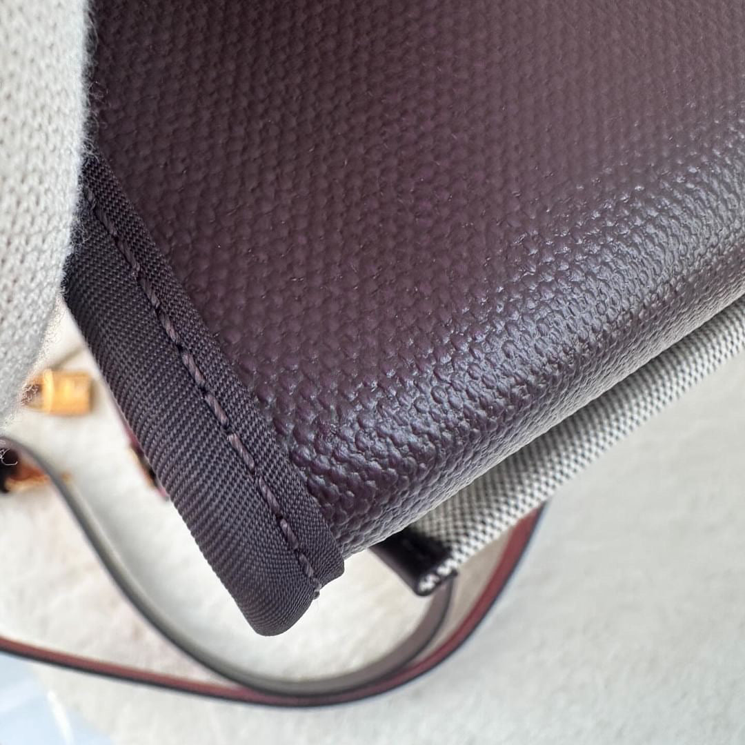 Hermes herbag 31 Rouge Sellier Vache Hunter Coated Toile GHW ST:Z