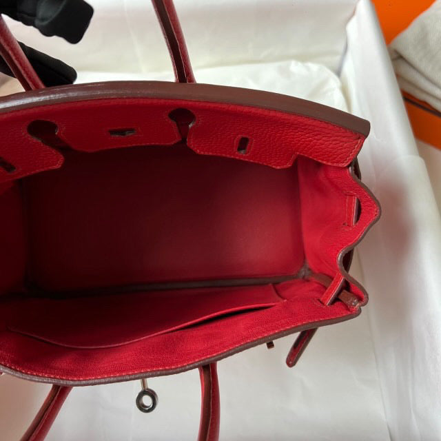 Hermes birkin 25 geranium Togo PHW stamp Q