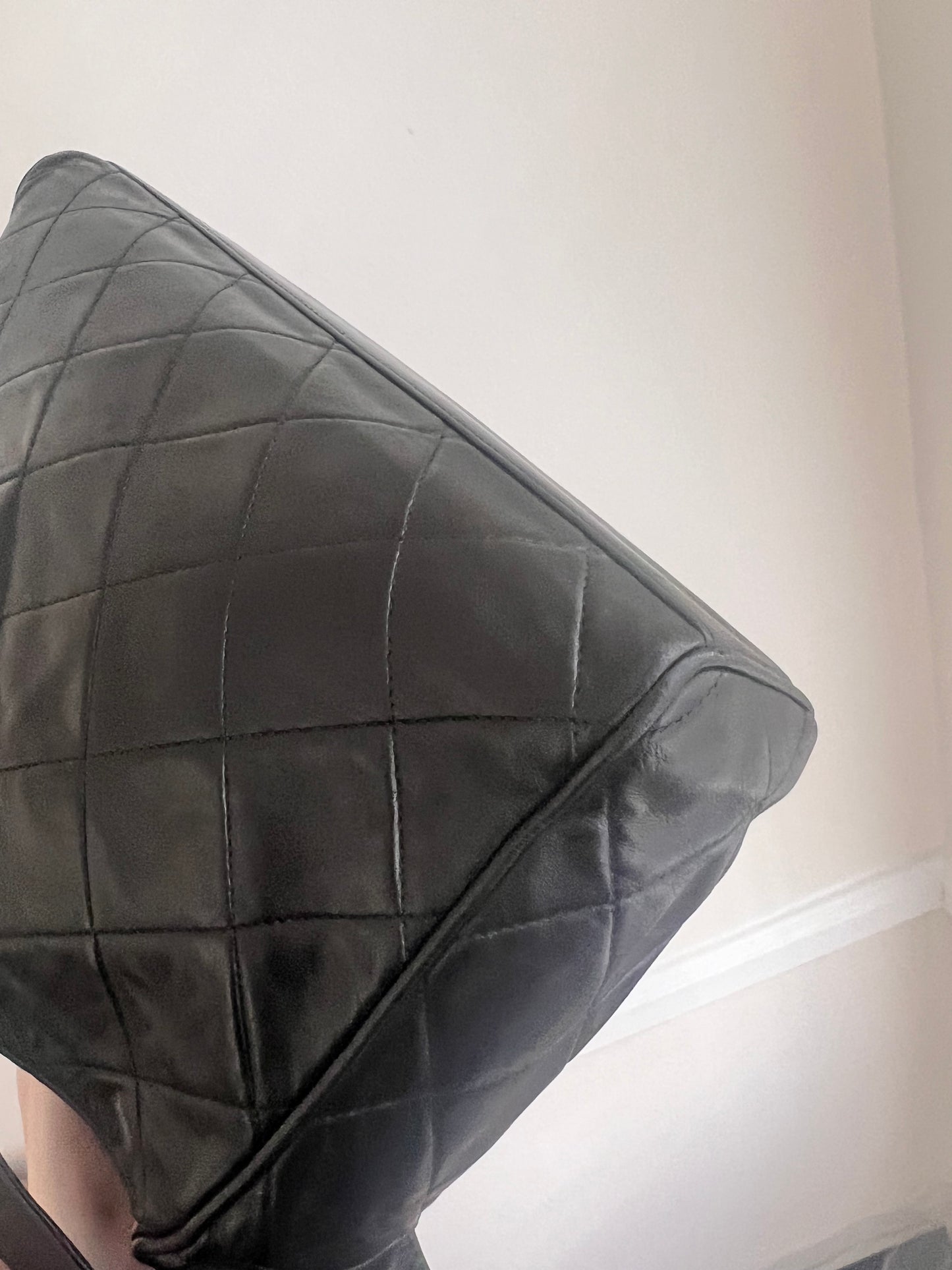 Chanel black lambskin large camera bag