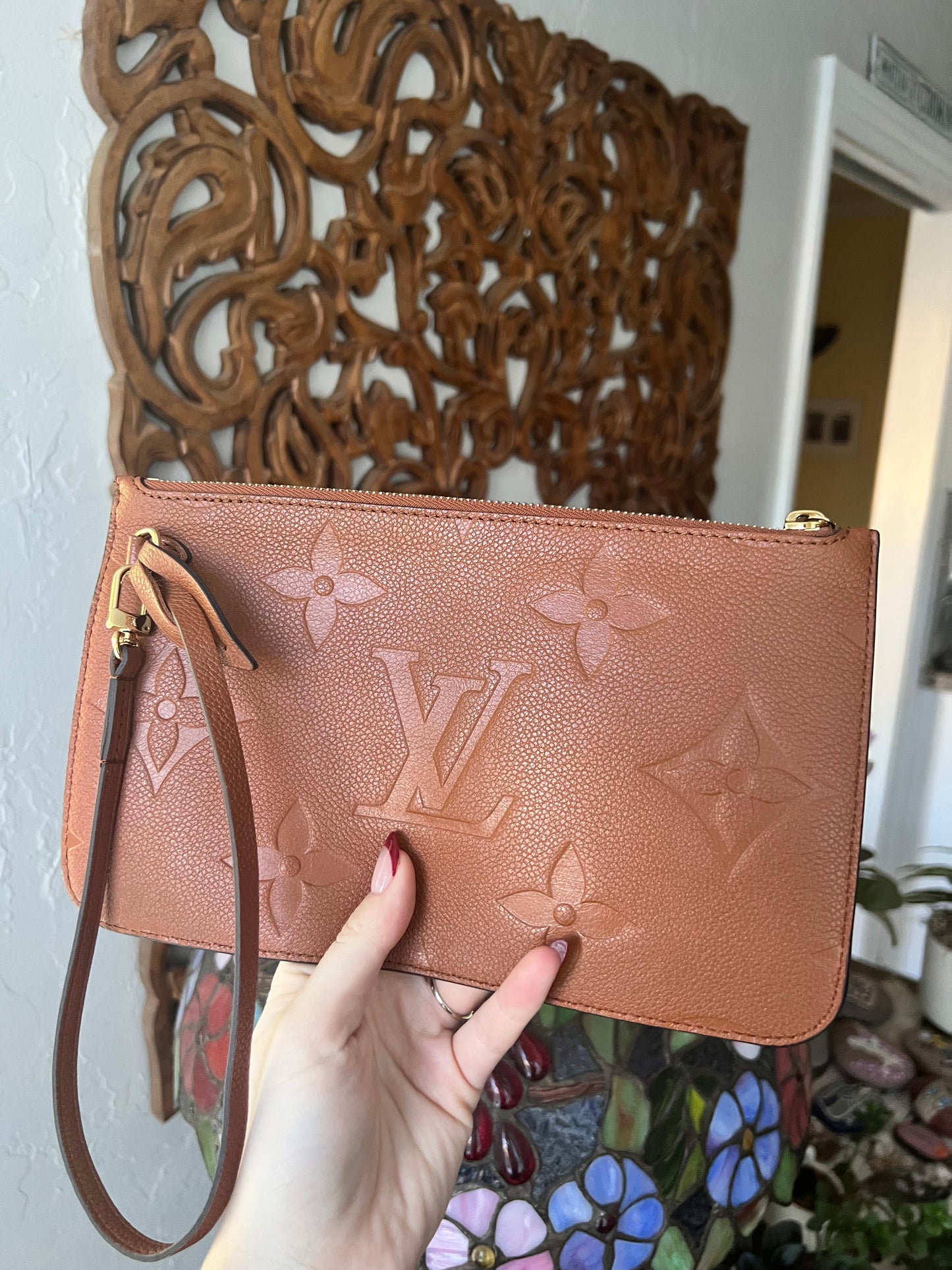 Louis Vuitton empreinte cognac pochette- limited edition color
