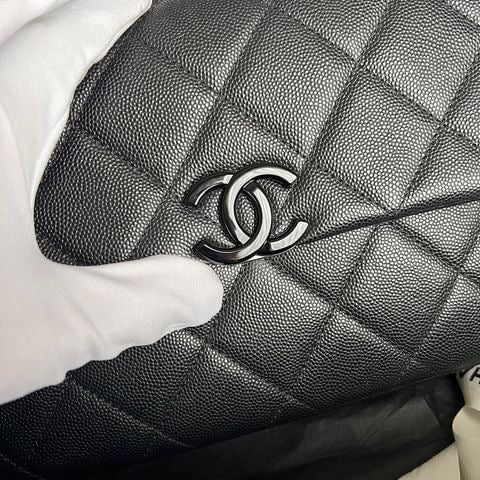 Chanel black caviar so black small flap