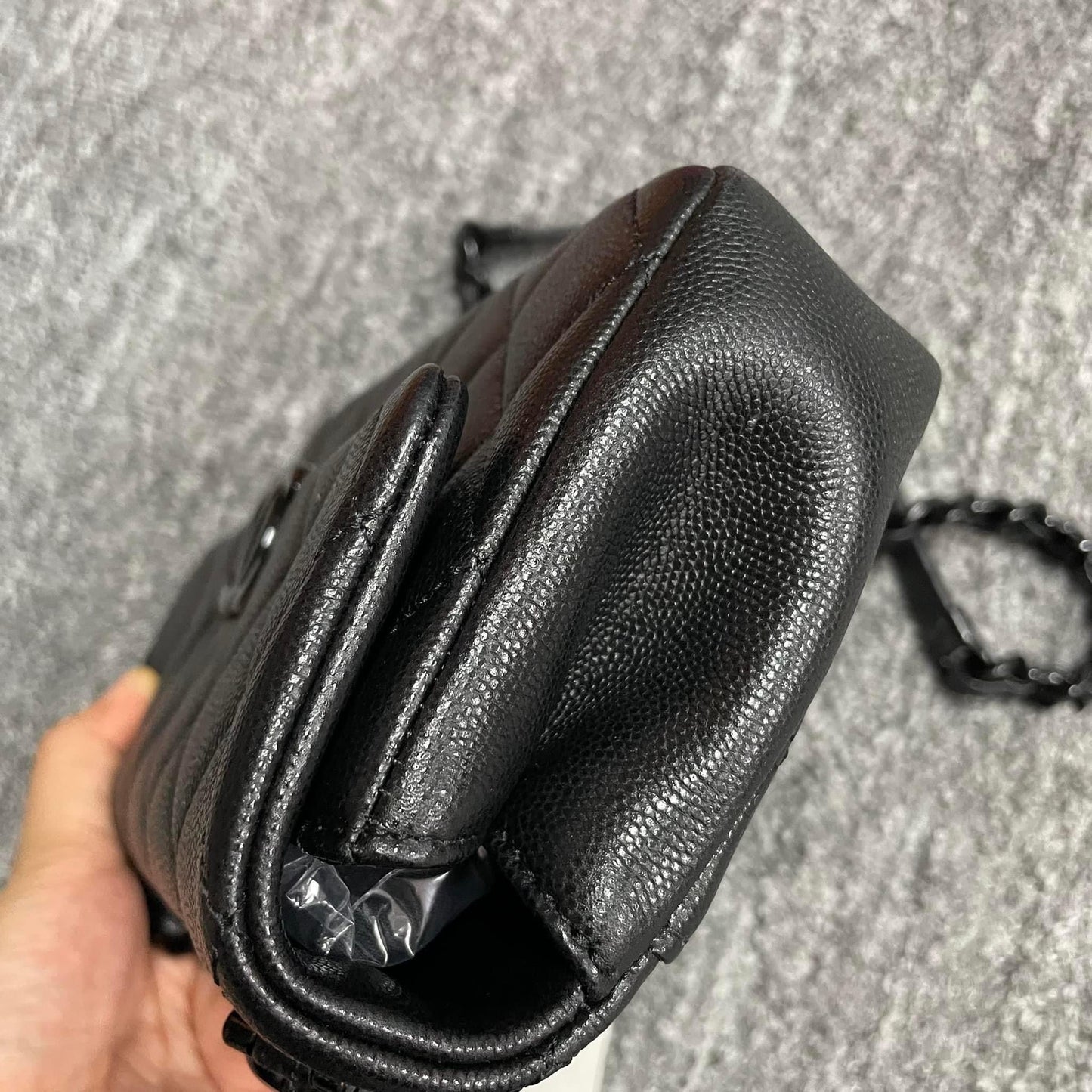 Chanel Black caviar mini rectangle incognito flap