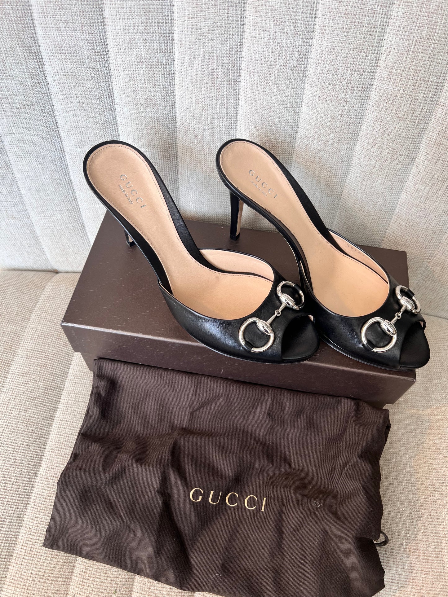 Gucci horsebit mule heels