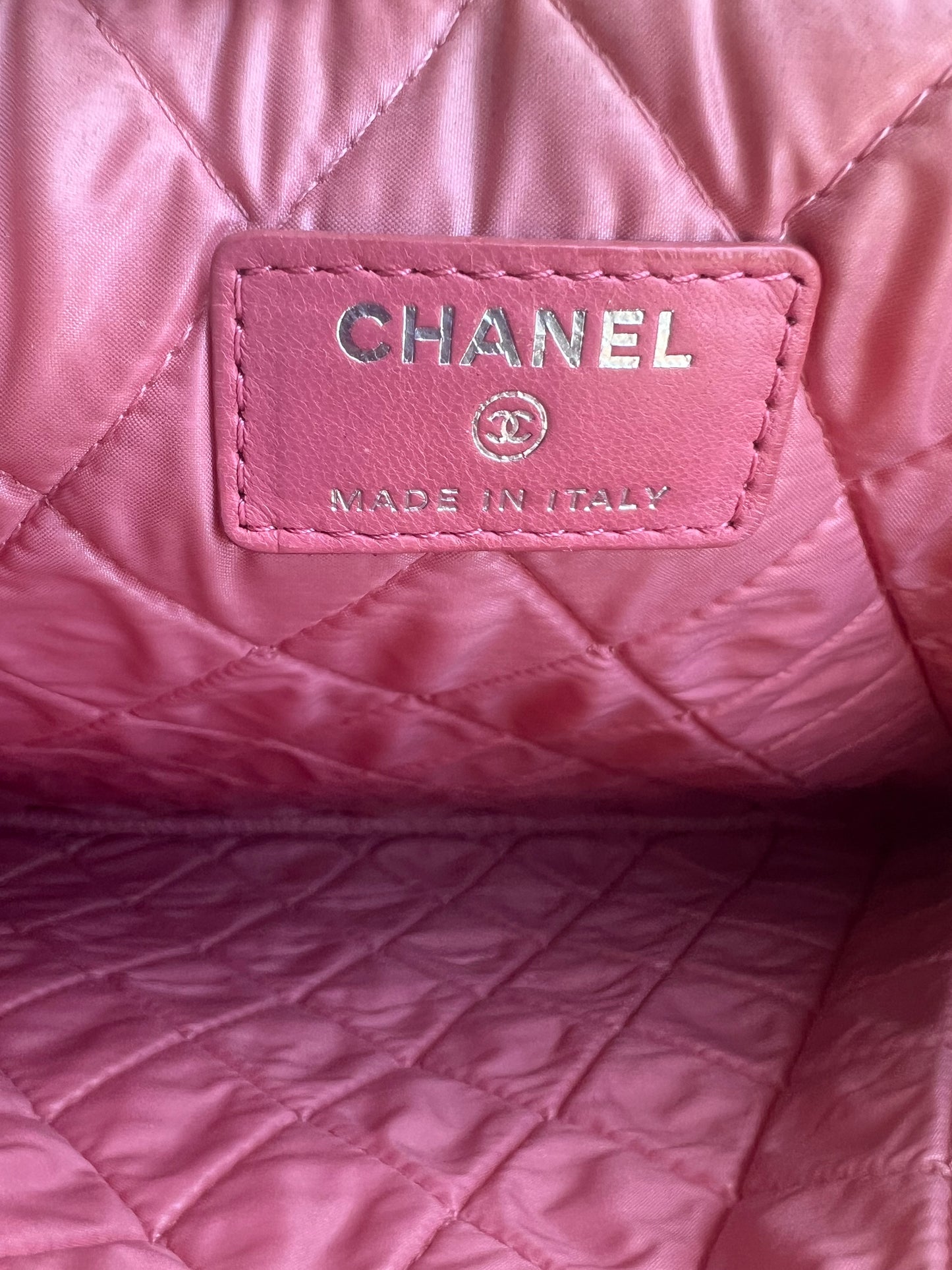 Chanel pink lambskin medium O pouch