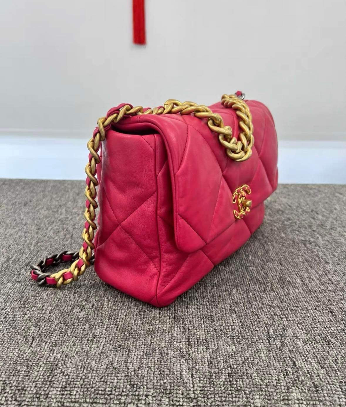 Chanel medium 19 deep raspberry pink flap