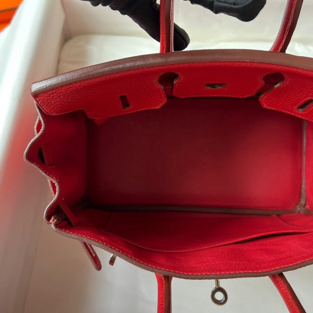 Hermes birkin 25 geranium Togo PHW stamp Q