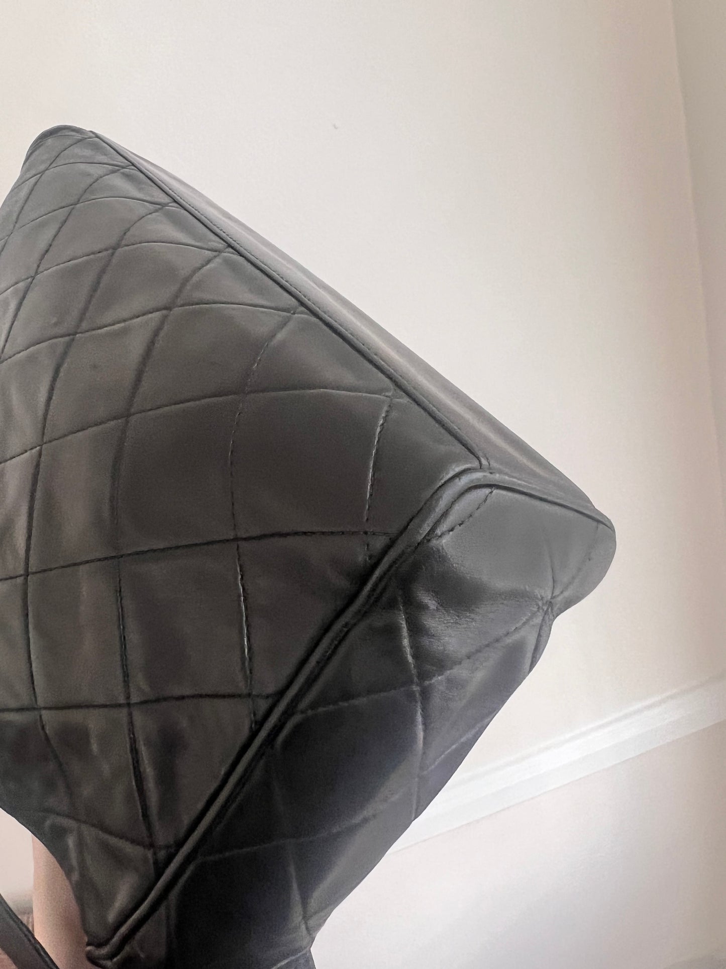 Chanel black lambskin large camera bag