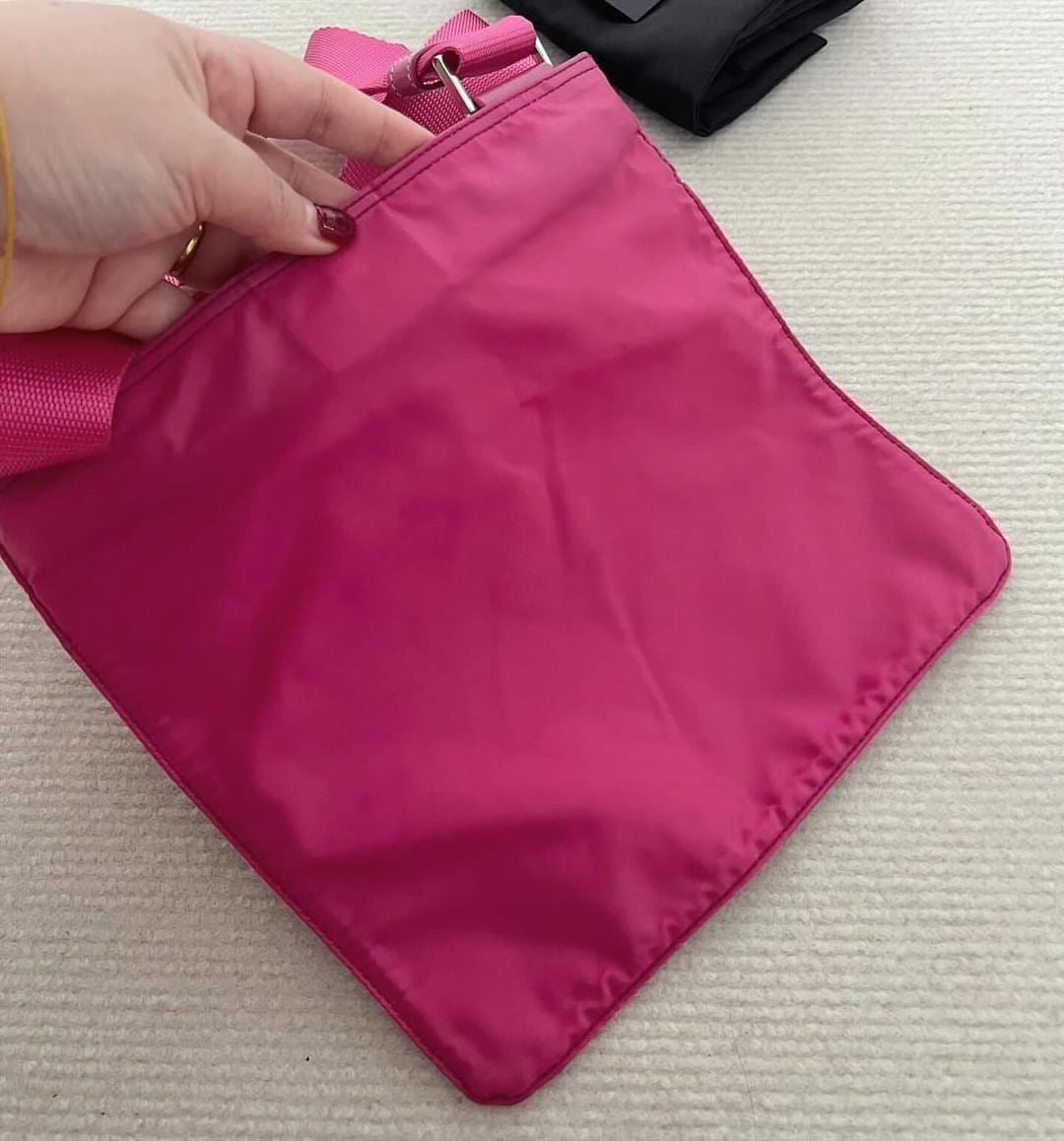 Prada pink nylon messenger bag