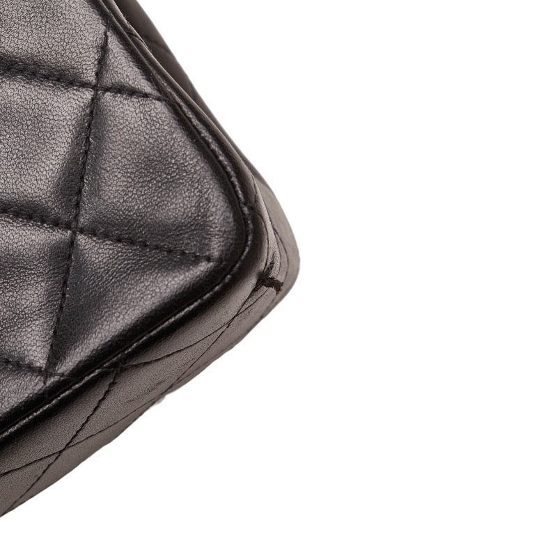 Chanel vintage medium classic flap black lambskin 24k gold hardware flap bag