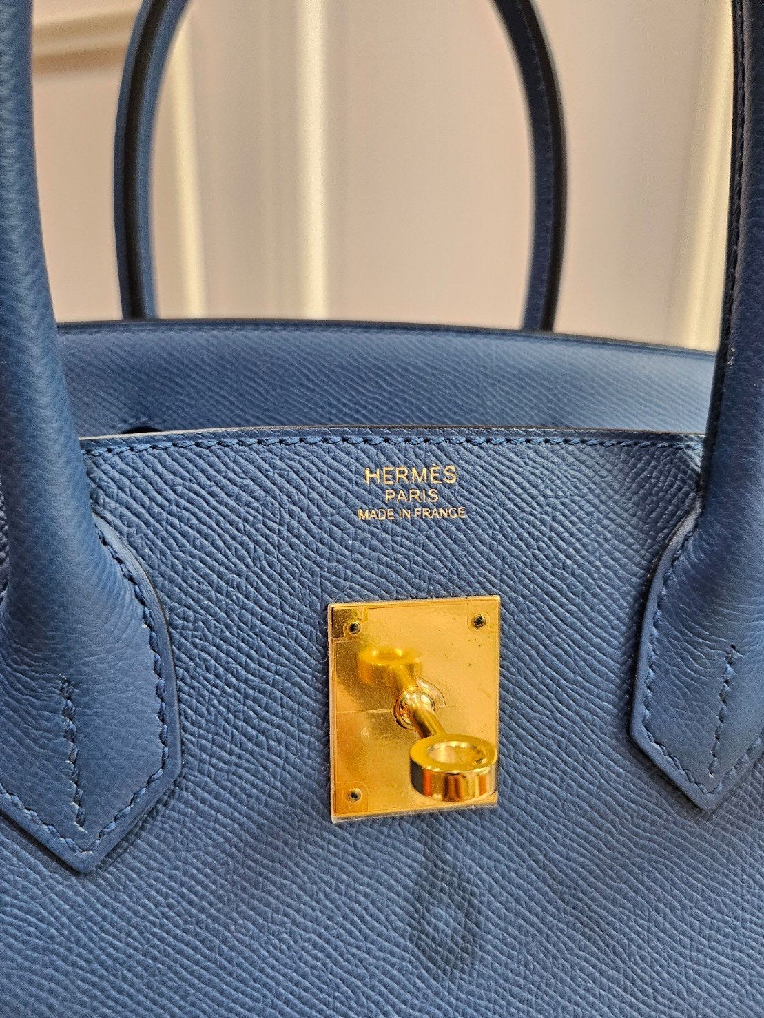 Hermes birkin B30 Epsom blue thalassa GHW stamp X