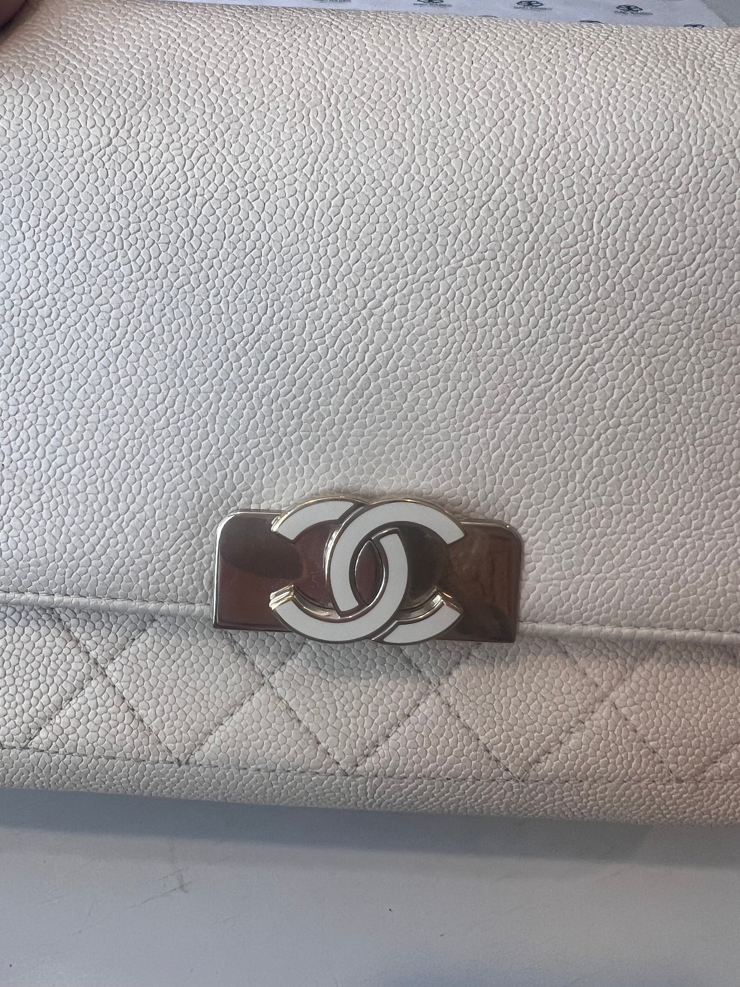 Chanel cream caviar double sided 2 way bag