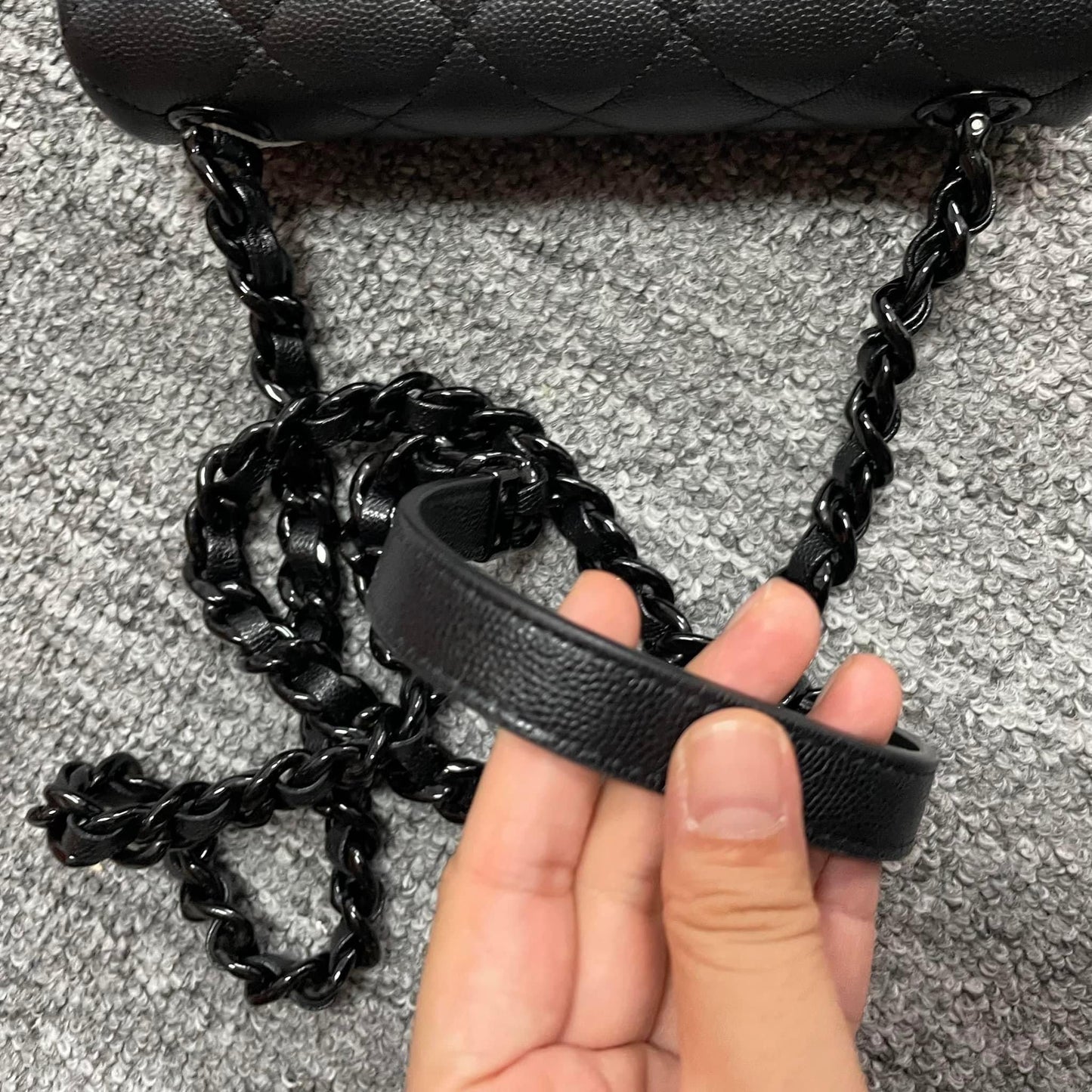 Chanel Black caviar mini rectangle incognito flap