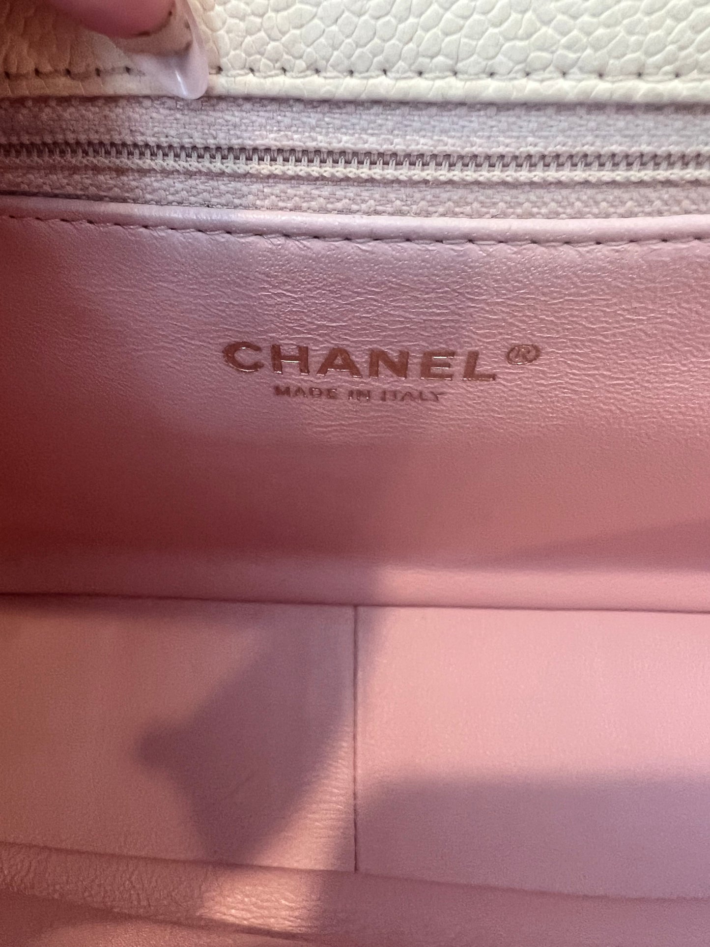 Chanel cream caviar double sided 2 way bag