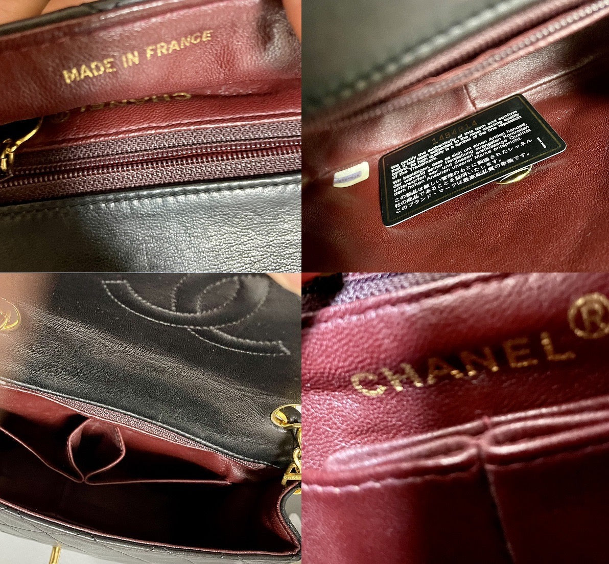 Chanel vintage small flap black lambskin bag