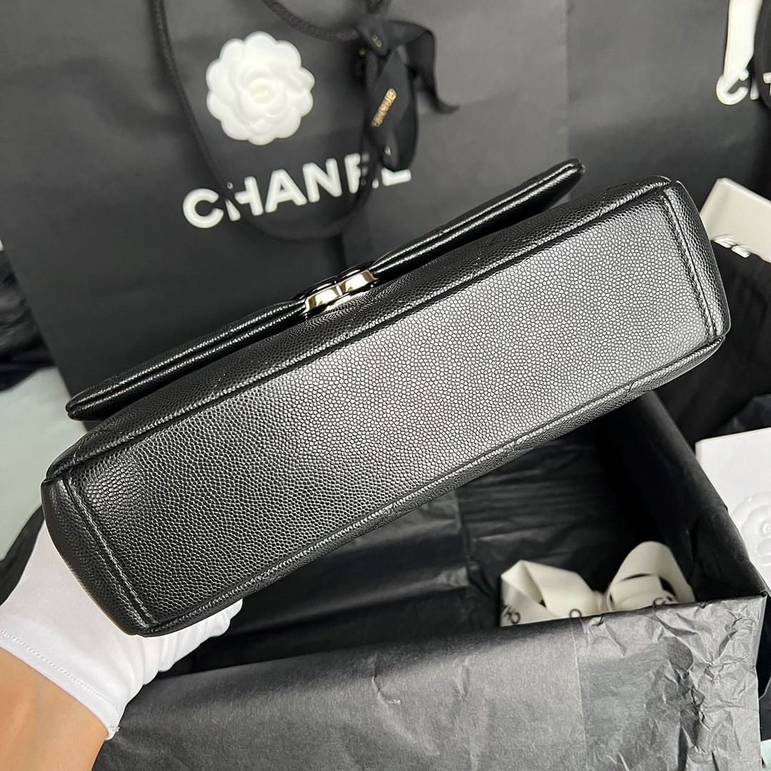Chanel black caviar so black small flap