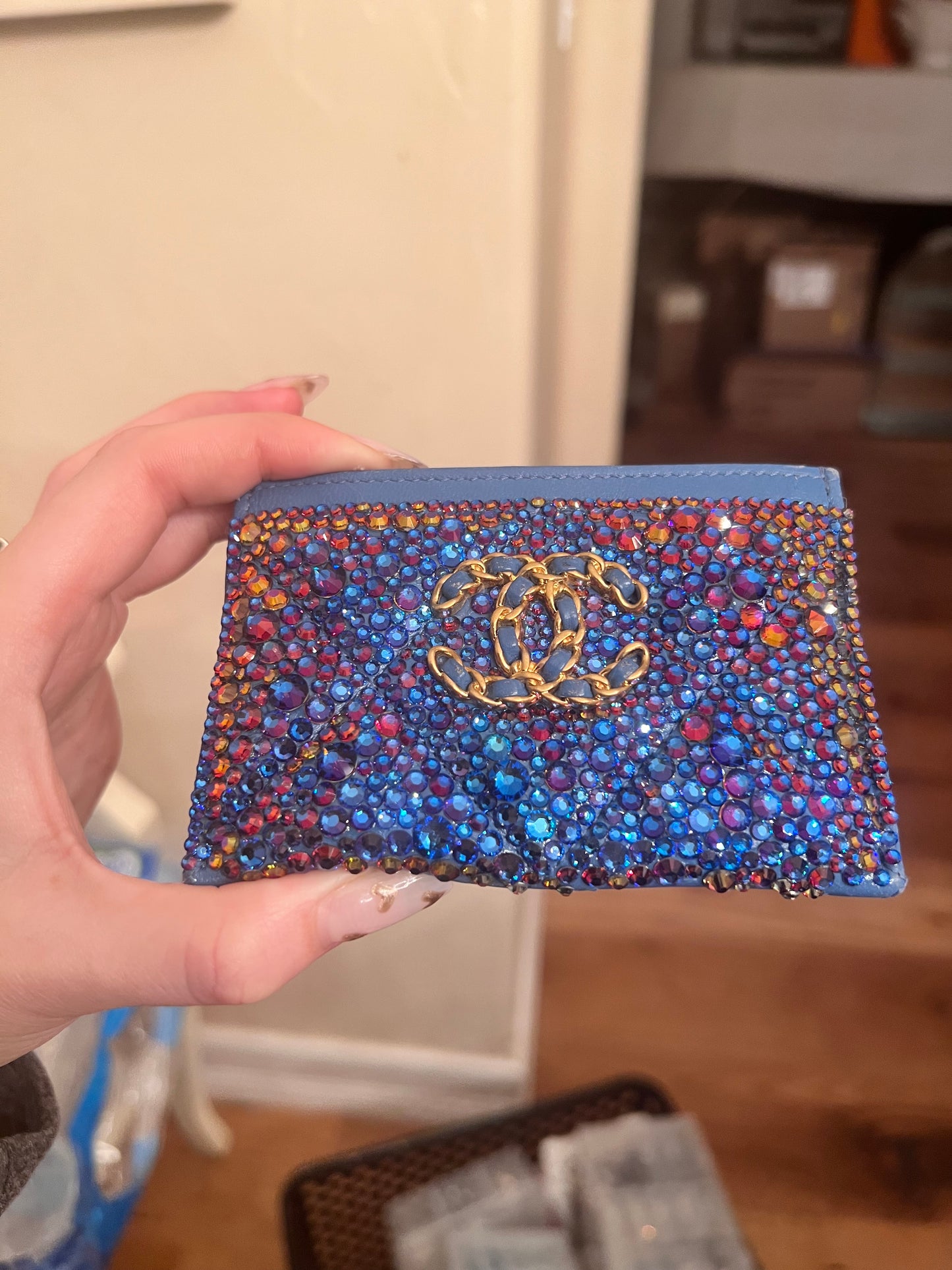 Chanel 19 crystal strassed card holder