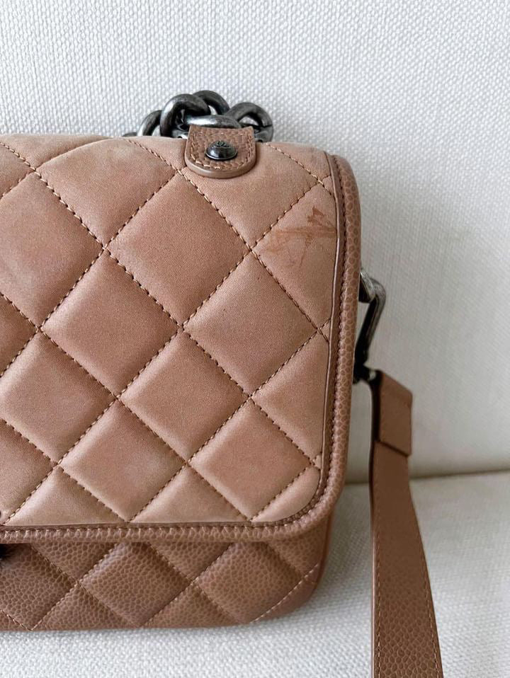Chanel caramel tri leather flap bag