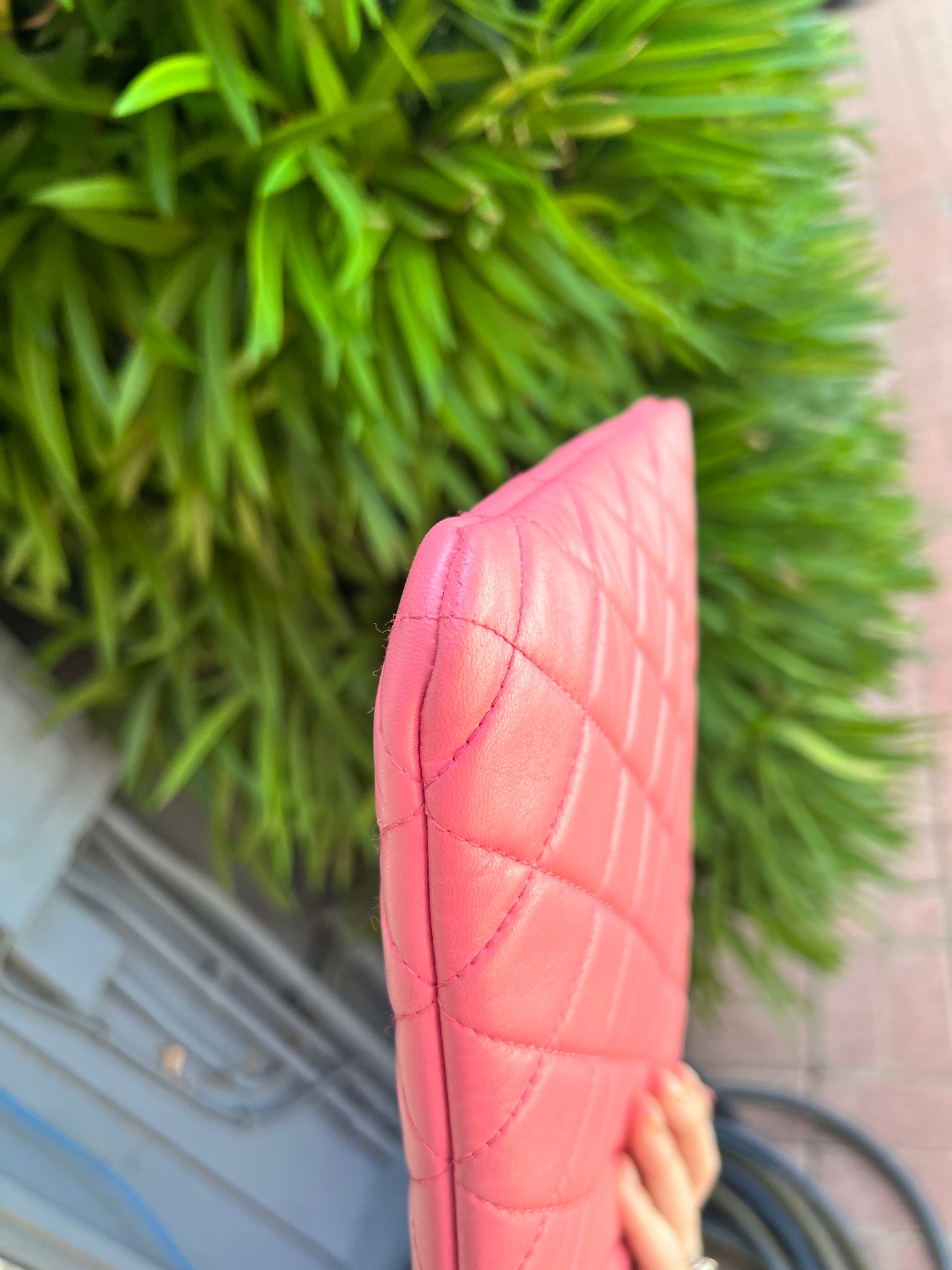 Chanel pink lambskin medium O pouch