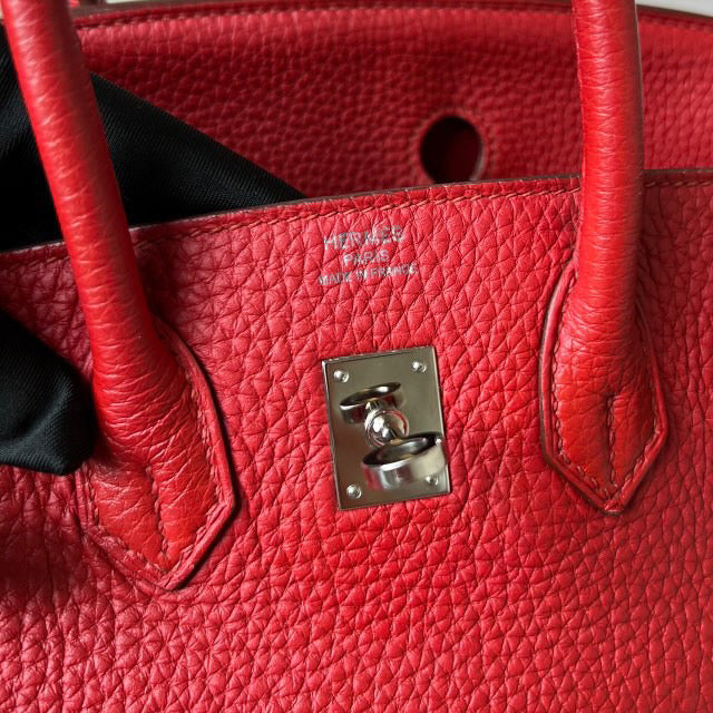 Hermes birkin 25 geranium Togo PHW stamp Q