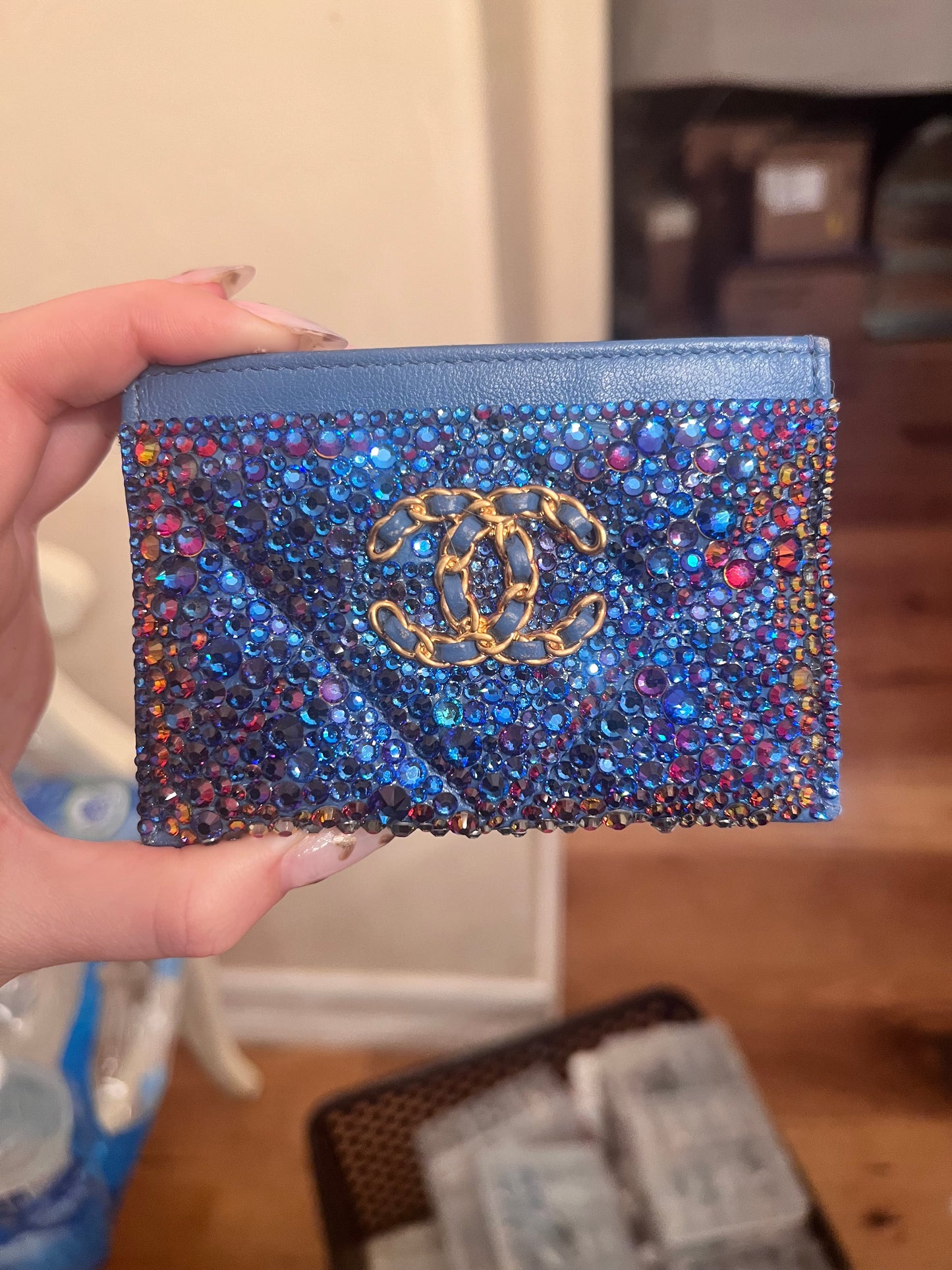 Chanel 19 crystal strassed card holder