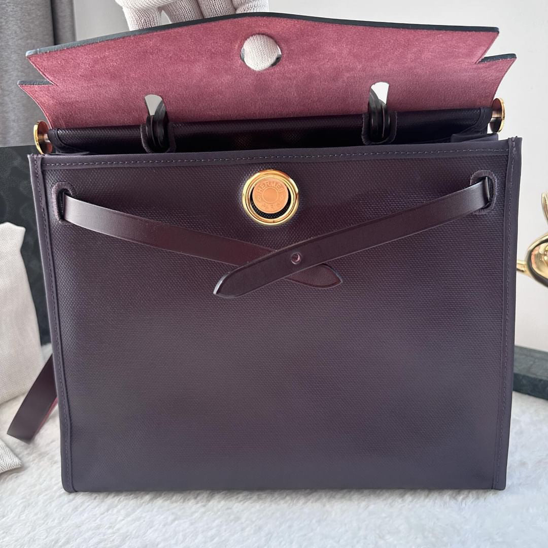 Hermes herbag 31 Rouge Sellier Vache Hunter Coated Toile GHW ST:Z
