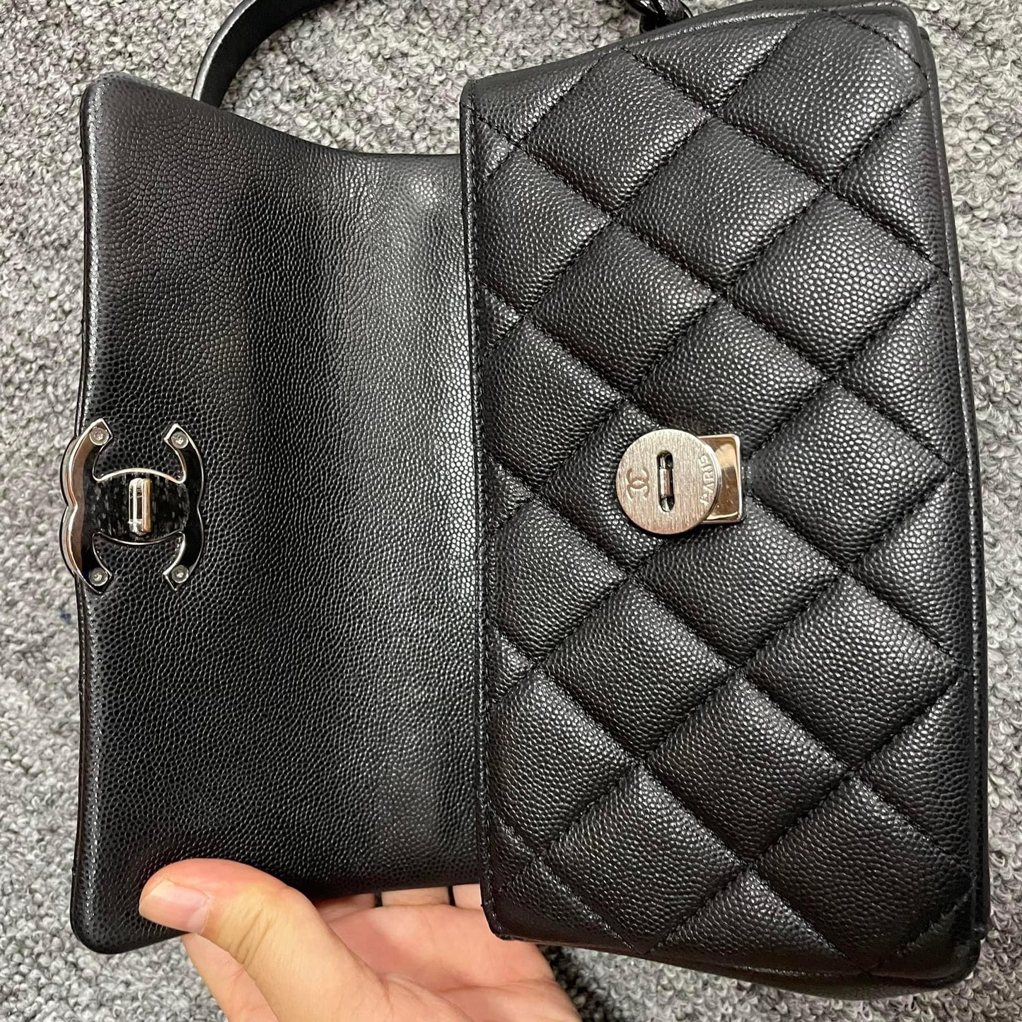 Chanel Black caviar mini rectangle incognito flap
