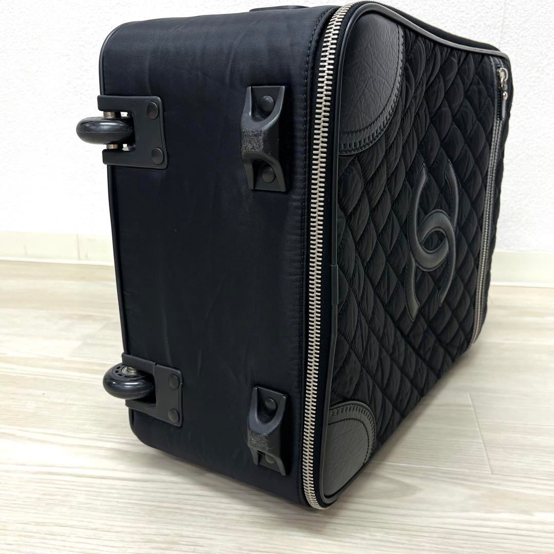 Chanel quilted fabric CC roller carry on travel suitcase