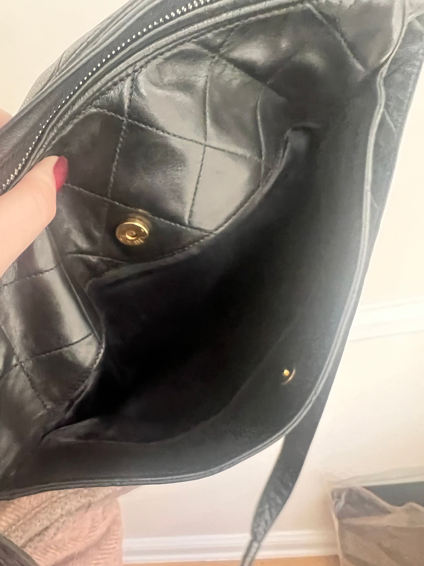 Chanel black lambskin large camera bag