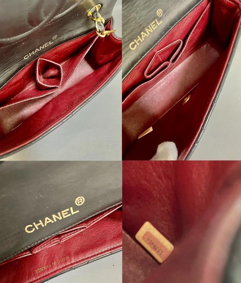 Chanel vintage black lambskin mini rectangle flap bag