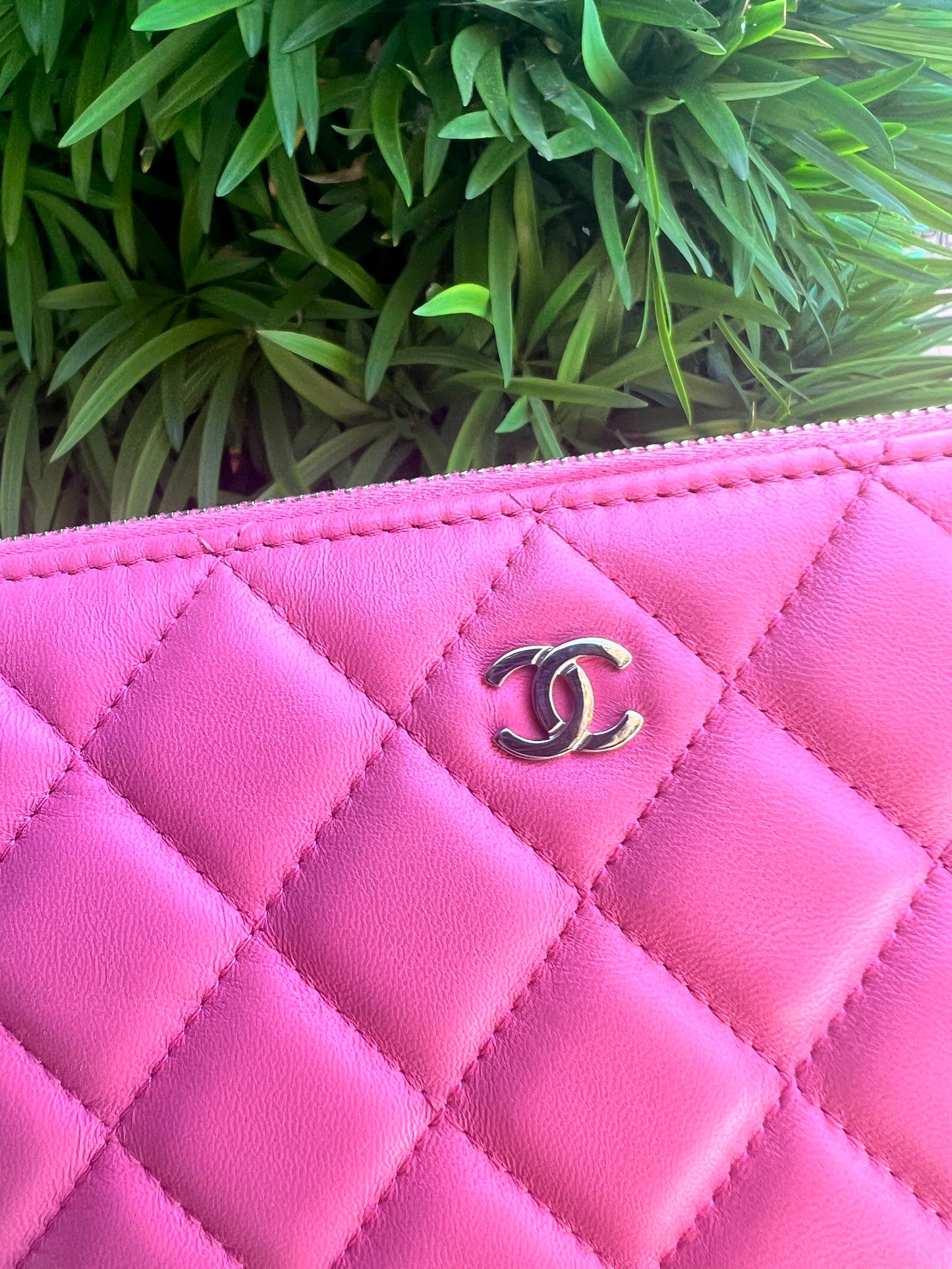 Chanel pink lambskin medium O pouch