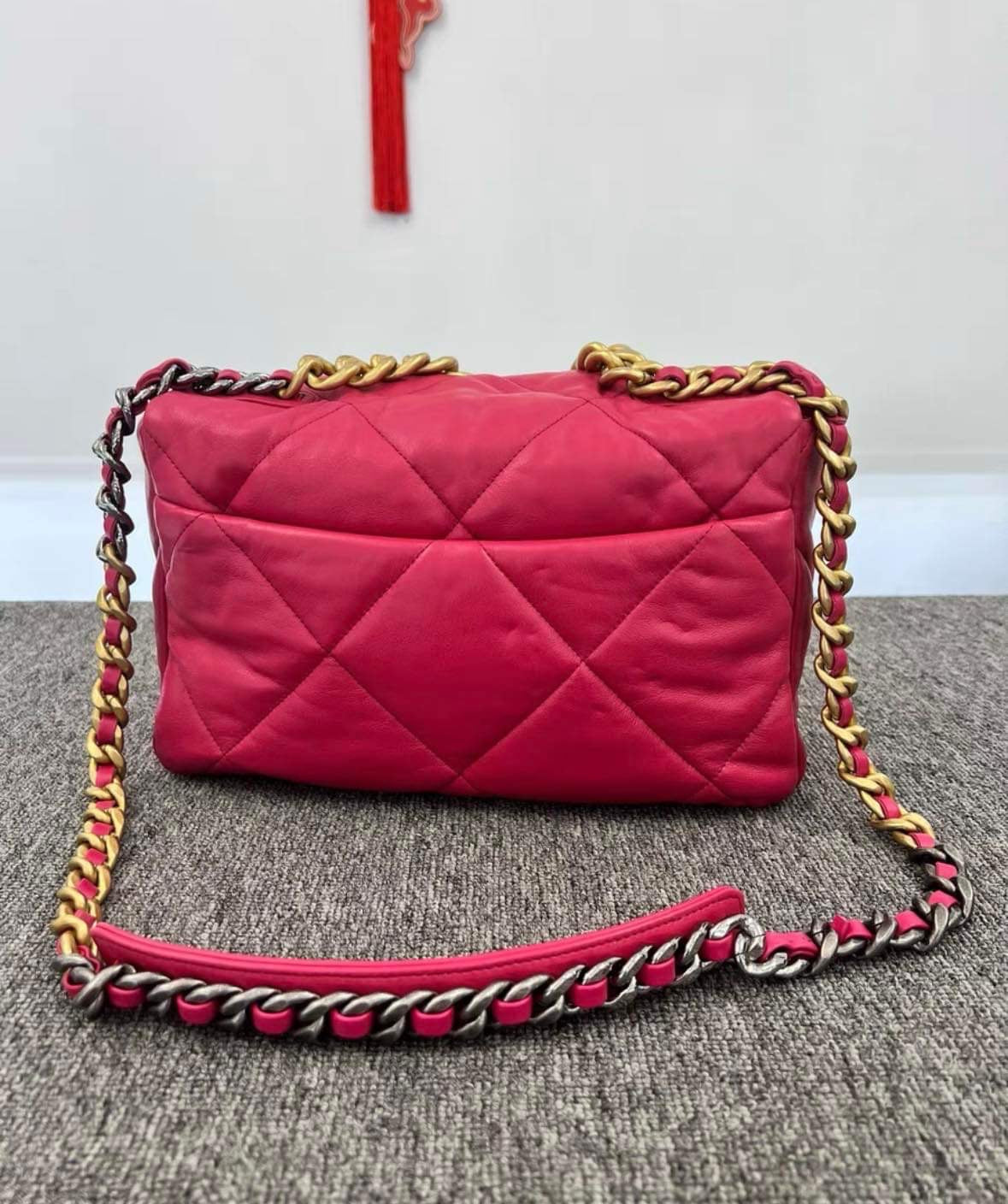 Chanel medium 19 deep raspberry pink flap