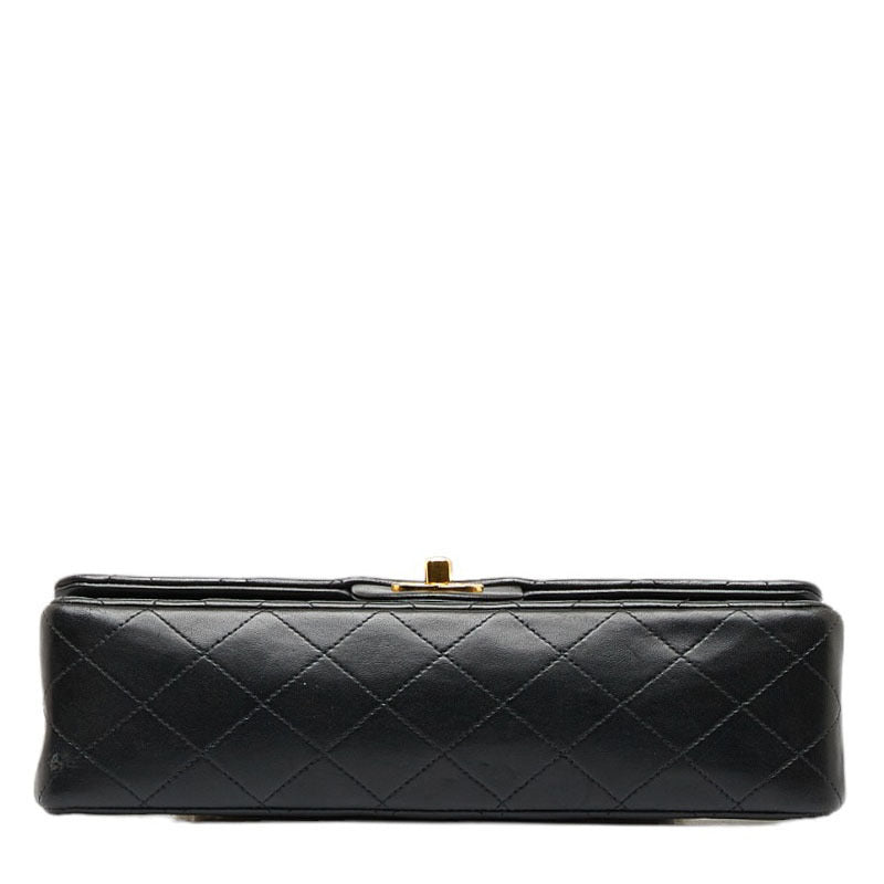 Chanel vintage medium classic flap black lambskin 24k gold hardware flap bag