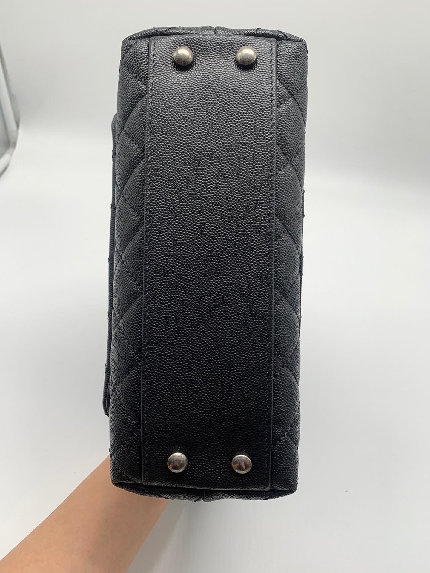 Chanel black caviar small coco handle RHW