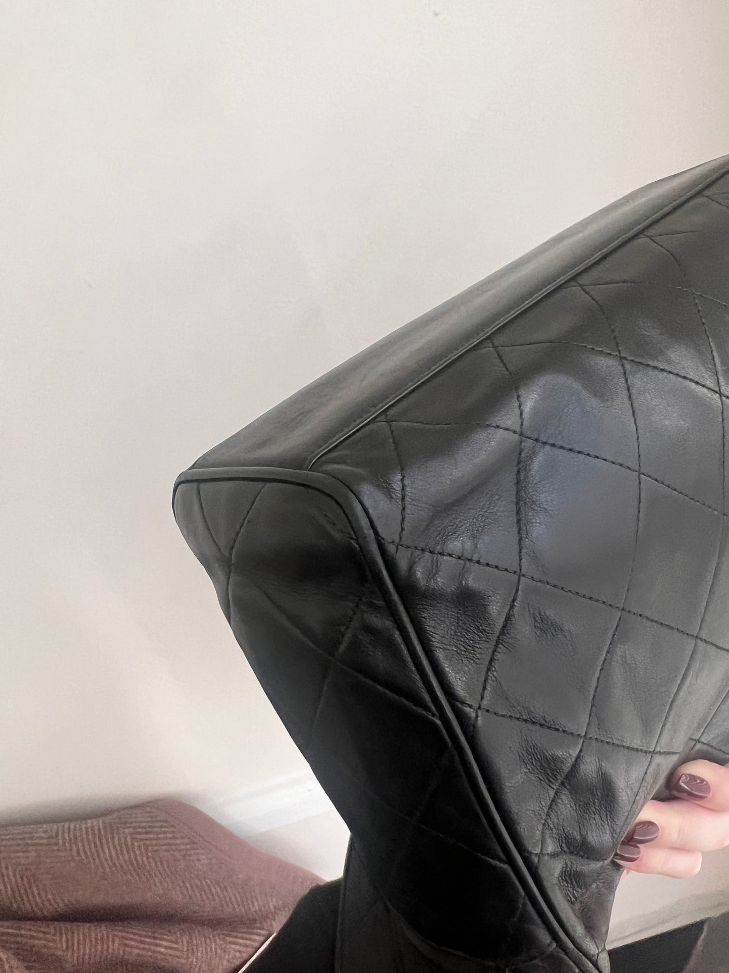 Chanel black lambskin large camera bag