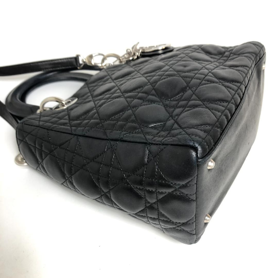 Black Lambskin Medium Lady Dior