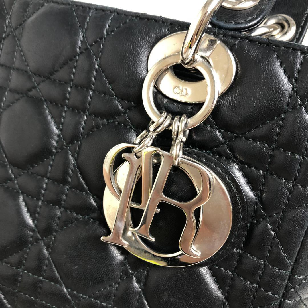 Black Lambskin Medium Lady Dior