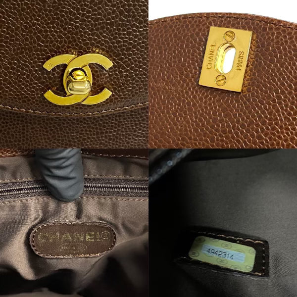 Chanel Chocolate Caviar Double Shoulder Chain Tote