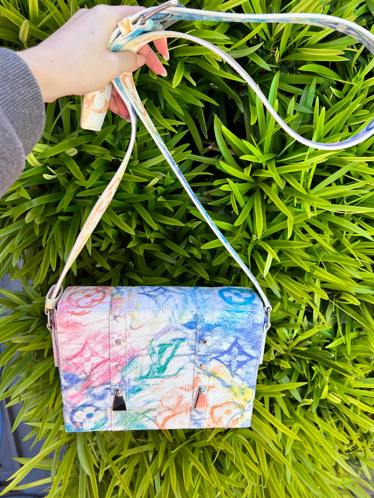 Louis Vuitton limited edition pastel watercolor trunk PM messenger bag