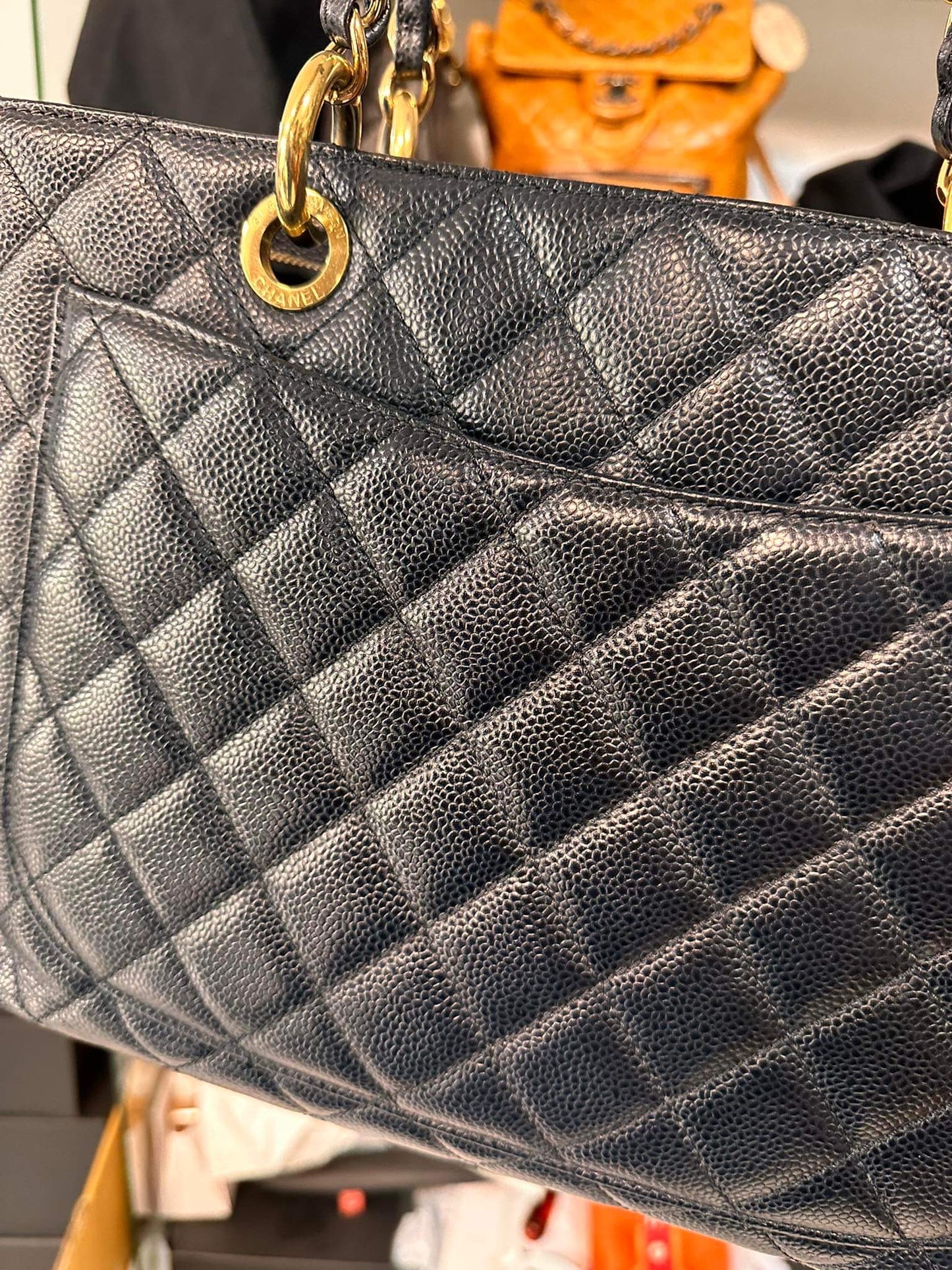 Chanel grand shopper tote black caviar gold hardware