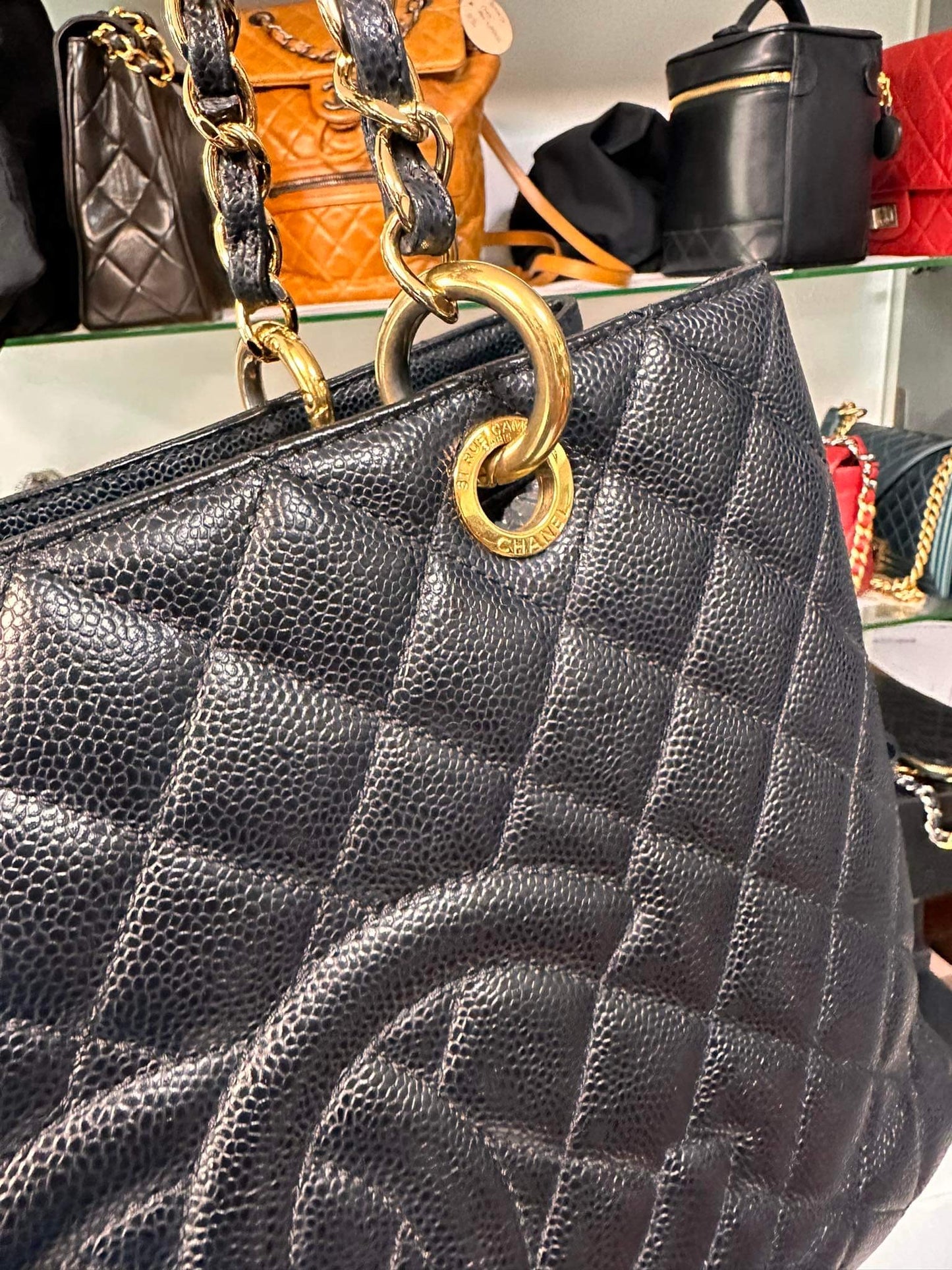 Chanel grand shopper tote black caviar gold hardware