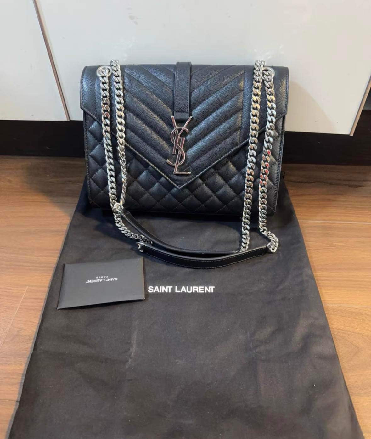 Yves Saint Laurent Black Envelope 2 way bag SHW