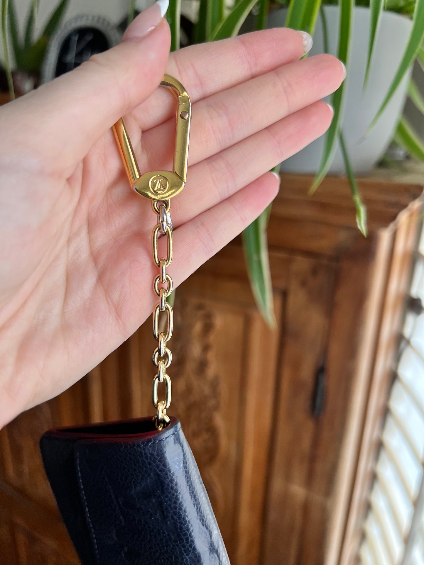 Louis Vuitton navy empreinte leather zip key chain pouch