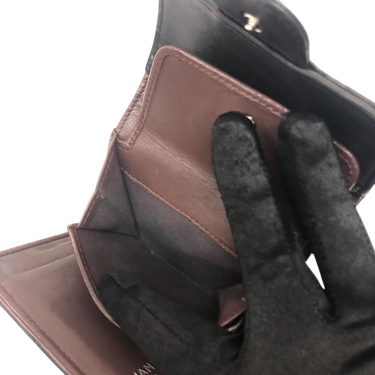 Chanel black lambskin compact trifold wallet