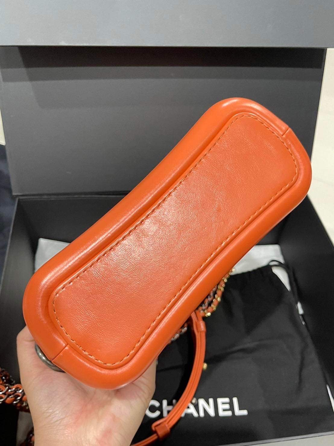 Chanel limited edition orange aged calfskin Gabrielle small hobo bag