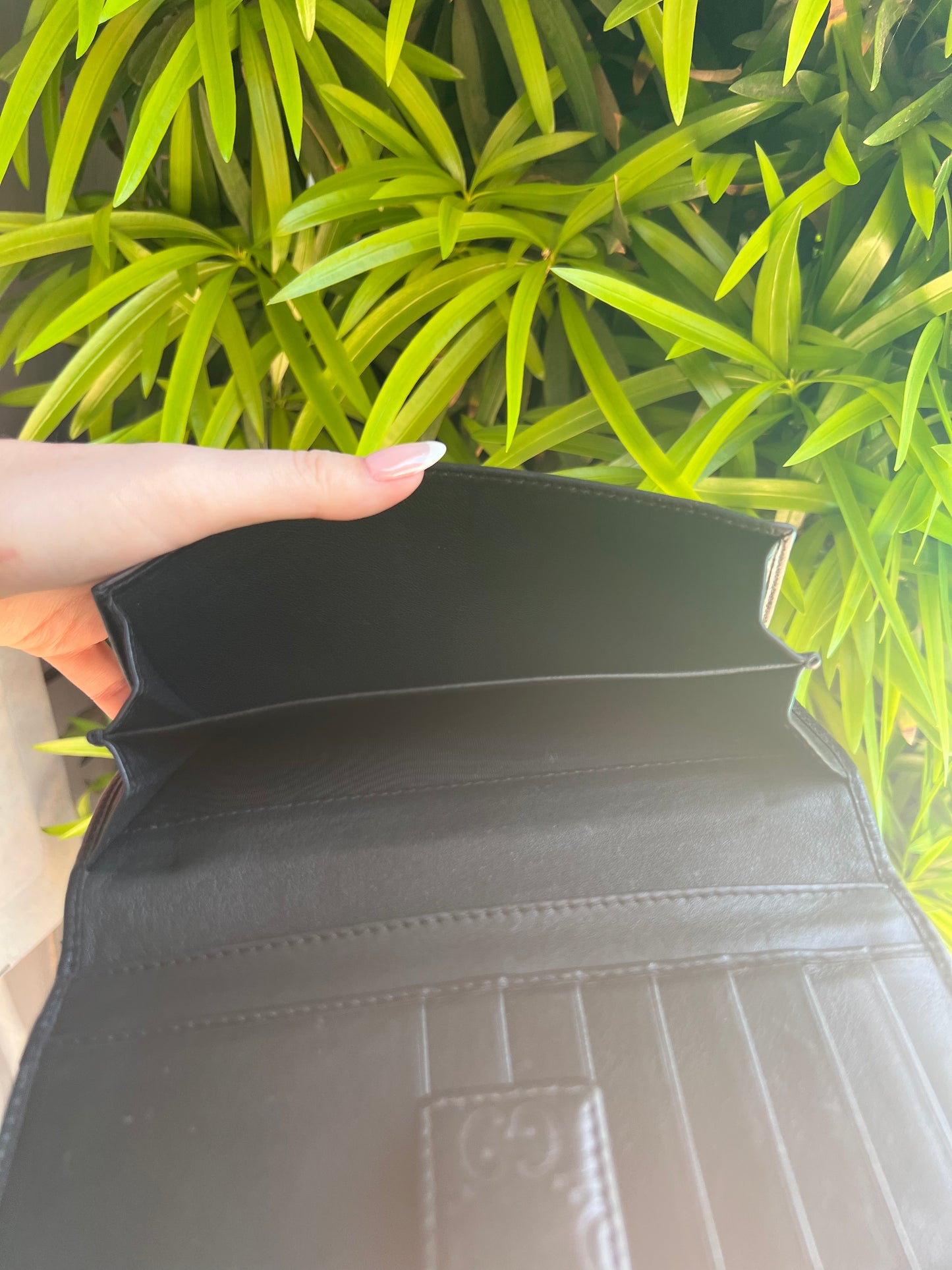 Gucci Guccissima black leather double sided long wallet